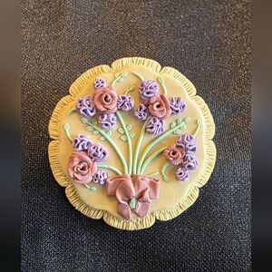 Vintage Floral Brooch with Purple and Pink Accents